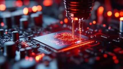 A Closeup of a Superconducting Chip Being Inserted