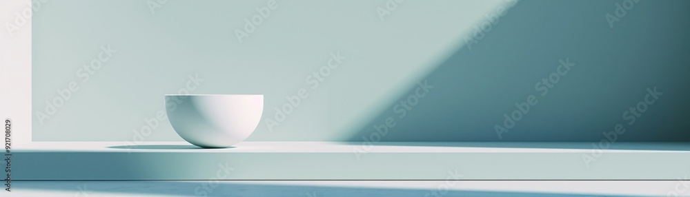 Poster a 3d podium with a geometric, angular design sits prominently in a minimalist setting, with generous