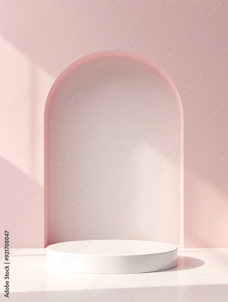 Poster a minimalist scene features a 3d podium with a glossy finish, surrounded by empty space. the podium'