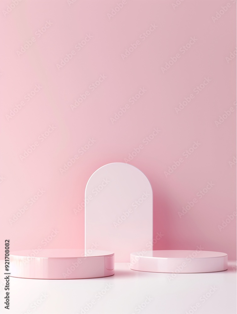 Poster a minimalist scene features a 3d podium with a glossy finish, surrounded by empty space. the podium'