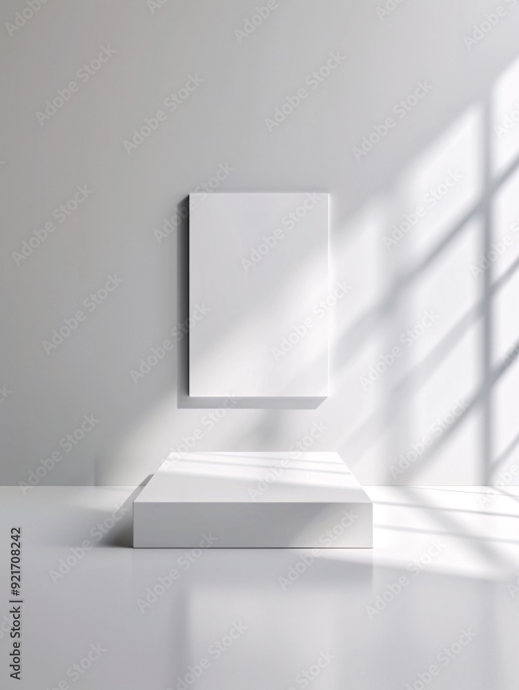 Aufkleber a sleek, rectangular 3d podium is positioned in a minimalist environment, offering a blank canvas fo