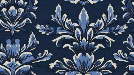 seamless pattern, Intricate blue lace pattern with fine details and a mix of light and dark blue, reminiscent of vintage textiles