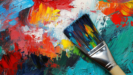 Fototapeta premium Close-Up of Paintbrush: Loaded with Paint