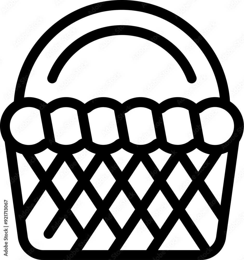 Poster this icon of a simple empty wicker basket is representing a picnic basket