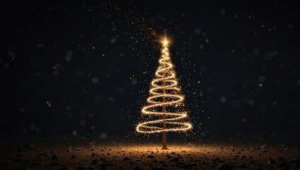 Glowing particles with trail forming Christmas tree