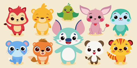 set of funny animals