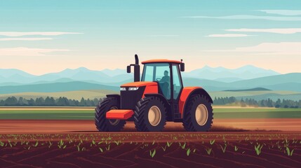 Obraz premium Sustainable organic farming with no till soil management techniques depicted in a flat design This image represents the concept of eco friendly natural agricultural practices for a healthy