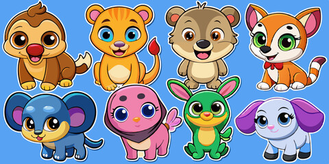 Obraz premium set of funny cartoon animals