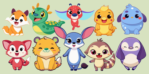 Obraz premium set of funny cartoon birds