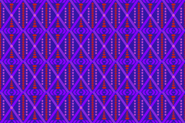 Bold Tribal Pattern with Purple Triangles and Red Accents