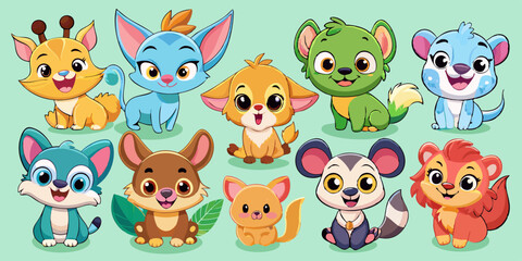 Naklejka premium set of funny cartoon dogs