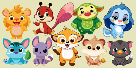 Fototapeta premium set of cartoon animals