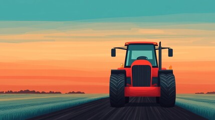 Fototapeta premium of sustainable and eco friendly farm machinery and equipment designed in a modern flat style showcasing the concept of sustainable agriculture and environmentally friendly farming practices