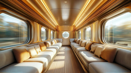 Fototapeta premium interior of a train in motion, luxury train