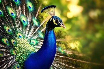 Obraz premium Beautiful colorful peacock bird. Concept for animals and nature