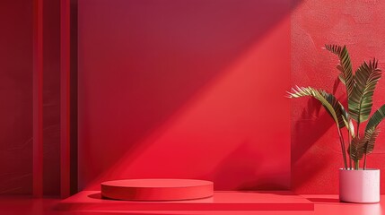 Circular platform in green field generated with AI