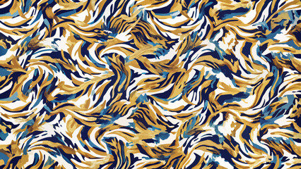 A seamless, abstract pattern design with colorful brushstrokes and a wavy motif, ideal for fabric prints or wallpapers