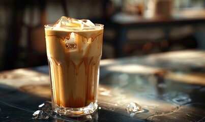 Fresh ice coffee drink with the sensation coffee and ice make it fresh and delicious Generate AI
