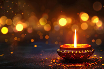 Beautiful greeting card with bright holiday composition for happy and celebrate Diwali