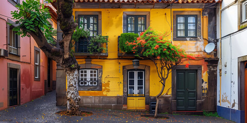 Naklejka premium Old colorful house in a old town