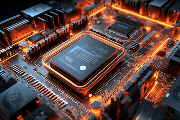 Fototapeta premium Generative ai on theme of beautiful surface microchip for design natural abstract background