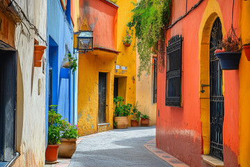 Cultural Mosaic of Colorful Alleyways in Urban Settings