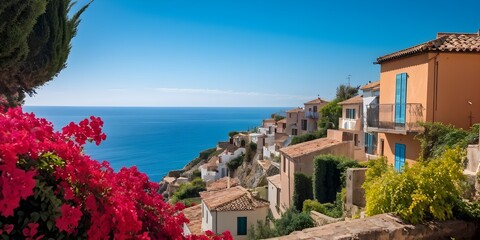 Naklejka premium mediterranean houses nestled in an idyllic coastal village
