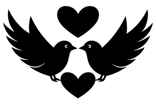 recommend clip art: Love Birds Silhouette Clip Art Vector illustration on a White Background