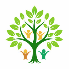 Obraz premium Ecology family tree logo art vector illustrator