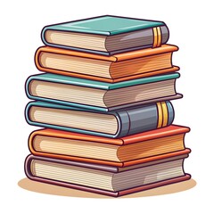 Flat Design Hand-Drawn Vector Stack of Books Illustration