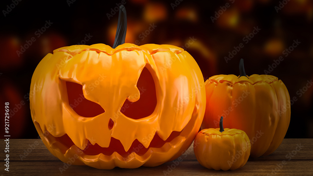 Poster the jack o lantern for holiday or celebrity concept 3d rendering.