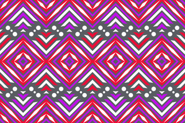 Red, Purple, and White Chevron and Diamond Tribal Pattern