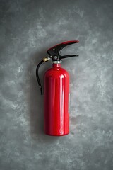 Obraz premium Red Fire Extinguisher Gray Background
