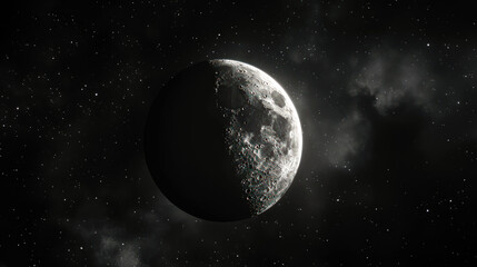 Fototapeta premium Spectacular Lunar Eclipse. astronomical phenomenon. Moon with shadow in outer space illustration. Moon eclipse