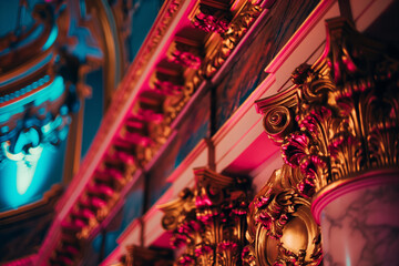Obraz premium Elegant Baroque Inspired Architectural Details with Gold Accents and Dramatic Lighting