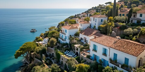 mediterranean houses nestled in an idyllic coastal village