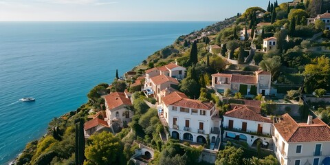 Obraz premium mediterranean houses nestled in an idyllic coastal village