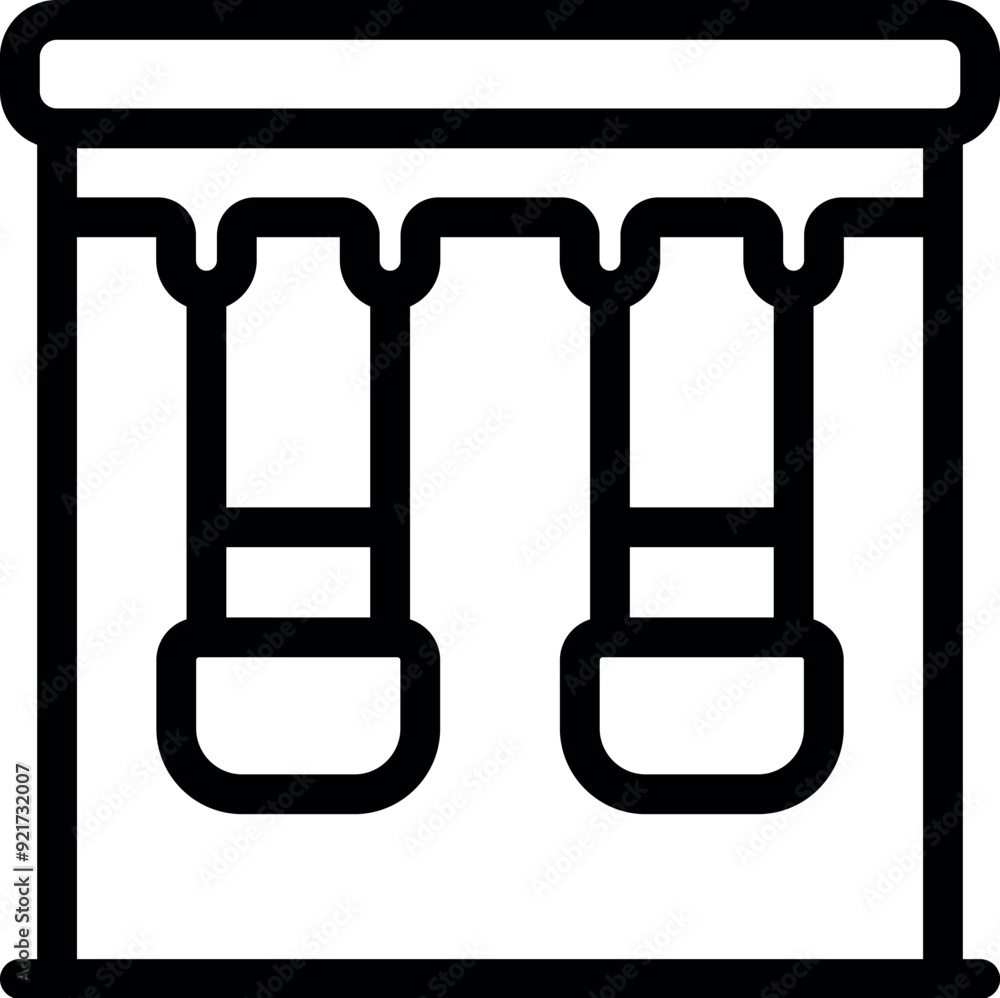 Poster simple black and white vector icon of an empty swingset, perfect for representing playgrounds and ou