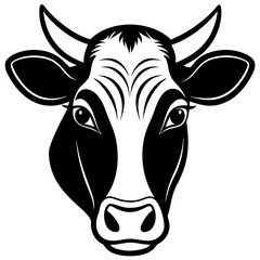 Cow head icon silhouette vector art illustration