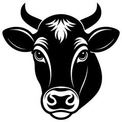 Cow head icon silhouette vector art illustration