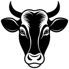 Cow head icon silhouette vector art illustration