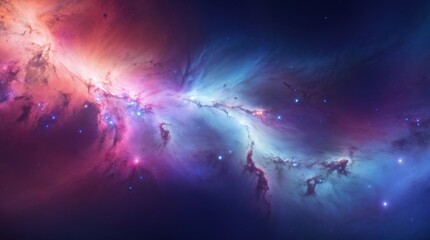 Contemporary digital design with vibrant blue and pink nebula 
