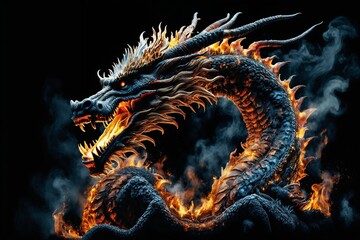 Fire Dragon in Smoke