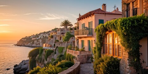 Fototapeta premium mediterranean houses nestled in an idyllic coastal village