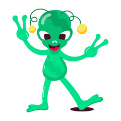 Alien peace sticker designed in cartoon style 

alien, peace, victory, extraterrestrial, creature, comic, mascot, character, cartoon, foreigner, flat, vector, sticker, 

alien, peace, victory, extrate