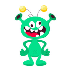 Cartoon style sticker of scared alien 

