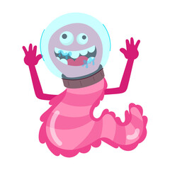 Cartoon style sticker of space monster 

