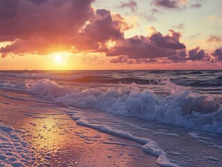 Naklejka premium Sunset over ocean