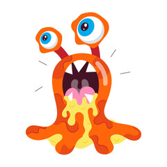 A flat sticker of monster drooling with open mouth  © Vectors Market