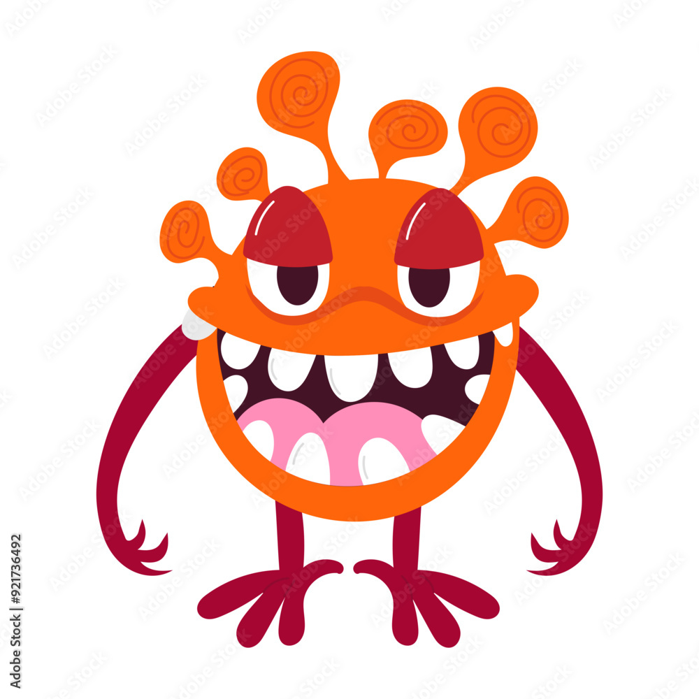 Wall mural Monster spooky laugh sticker in flat style 